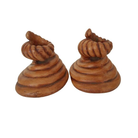 Vintage Mid Century 1970s Cornucopia MCM brown candlesticks - Picture 3 of 6